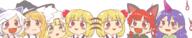 embodiment_of_scarlet_devil fangs kaenbyou_rin kirisame_marisa maribel_hearn mitsugashira_enoko rumia subterranean_animism tenkajin_chiyari unfinished_dream_of_all_living_ghost // 3000x600 // 138.3KB