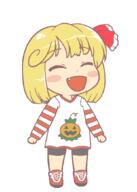 alternate_outfit embodiment_of_scarlet_devil eyes_closed fang food fruit full_bodied halloween pumpkin rumia running_shoes seasonal vegetable wholesome // 750x1050 // 28.4KB