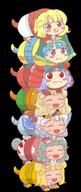 alternate_headwear ears eating embodiment_of_scarlet_devil eyes_closed flandre_scarlet goukyou_ibun haniyasushin_keiki happy hidden_star_in_four_seasons joutouguu_mayumi komano_aunn matara_okina mayumadillo pacifier remilia_scarlet toutetsu_yuuma wily_beast_and_weakest_creature // 432x1024 // 70.0KB