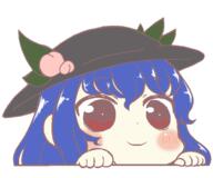 hinanawi_tenshi peeking scarlet_weather_rhapsody // 3000x2500 // 1.3MB