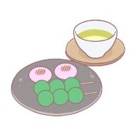 dango drink food green_tea mochi plate tea // 800x800 // 14.7KB