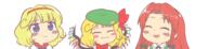 alice_margatroid alternate_headwear embodiment_of_scarlet_devil flandre_scarlet hong_meiling perfect_cherry_blossom // 2100x500 // 252.4KB