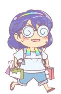 alternate_headwear alternate_outfit blushing bruh ears full_bodied glasses grocery_bag headband otaku_glasses perfect_cherry_blossom sandals shopping sweating tenkyuu_chimata unconnected_marketeers // 650x1000 // 40.9KB
