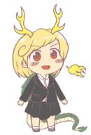 alternate_outfit business_suit ears fire flames full_bodied horns kicchou_yachie skirt wily_beast_and_weakest_creature // 786x1161 // 45.9KB