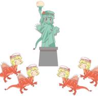 book breasts crying embodiment_of_scarlet_devil flandre_scarlet happy statue statue_of_liberty // 3687x3608 // 876.5KB