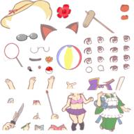 book cat_ears double_dealing_character flower full_bodied glasses knife microphone pencil sunglasses template wakasagihime weapon // 1800x1800 // 138.5KB