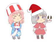 chicken christmas eating eyes_closed fast_food festive food fried_chicken full_bodied irasutoya konpaku_youmu perfect_cherry_blossom reindeer saigyouji_yuyuko santa_hat seasonal ten_desires wholesome // 1756x1368 // 247.3KB