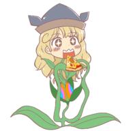 ears eating food hidden_star_in_four_seasons matara_okina pizza plant star_eyes wholesome // 1300x1300 // 153.2KB