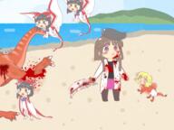 baby beach blood crying dino eating food full_bodied hakurei_reimu hidden_star_in_four_seasons mini_gyate nishida_satono ocean pacifier pterodactyl sad shaking tempura thinking // 1921x1440 // 1.7MB