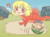 crying dino embodiment_of_scarlet_devil flandre_scarlet hidden_star_in_four_seasons matara_okina mini_gyate plant sad // 1200x900 // 483.4KB