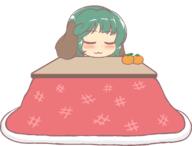 food fruit kasodani_kyouko kotatsu sleeping tangerine ten_desires wholesome // 1506x1146 // 51.3KB