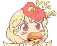 burger cheese chicken ears eating food mogu_mogu niwatari_kutaka wily_beast_and_weakest_creature // 670x537 // 33.4KB