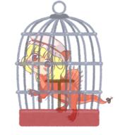 birdcage cage crying dino embodiment_of_scarlet_devil fangs flandre_scarlet irasutoya mini_gyate prison sad // 1537x1665 // 1.6MB