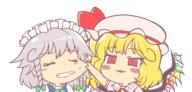 cheeks ears embodiment_of_scarlet_devil eyes_closed fang flandre_scarlet funny izayoi_sakuya sweating violence wtf // 1350x650 // 102.0KB