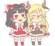 alternate_headwear christmas full_bodied hakurei_reimu kirisame_marisa // 640x534 // 157.9KB