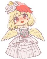 chicken detailed flowers forward_facing full_bodied full_face_blush niwatari_kutaka wedding wedding_dress wily_beast_and_weakest_creature // 888x1111 // 48.2KB