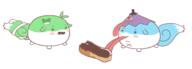 eating food kochiya_sanae mountain_of_faith sukusuku_hakutaku tatara_kogasa ten_desires undefined_fantastic_object whale // 1954x704 // 63.6KB