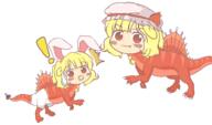 baby bloomers dino embodiment_of_scarlet_devil flandre_scarlet hybrid imperishable_night mini_gyate pacifier reisen_udongein_inaba shocked sweating // 1700x1000 // 278.5KB