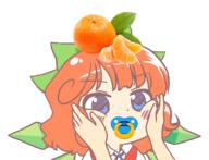 cheeks cirno embodiment_of_scarlet_devil fairy food fruit funny orange pacifier palette_swap wholesome wings // 800x613 // 113.0KB