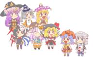 alternate_headwear blood clownpiece embodiment_of_scarlet_devil flandre_scarlet full_bodied halloween hata_no_kokoro hopeless_masquerade houjuu_nue izayoi_sakuya jason legacy_of_lunatic_kingdom many_gyate mononobe_no_futo patchouli_knowledge remilia_scarlet ten_desires undefined_fantastic_object wings // 3600x2200 // 475.9KB