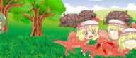 blood crying dino embodiment_of_scarlet_devil flandre_scarlet food fruit kazami_yuuka mini_gyate phantasmagoria_of_flower_view sad scary violence // 2569x1110 // 2.6MB