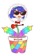 animated guitar instrument plant sunglasses tenkyuu_chimata unconnected_marketeers // 700x1100 // 2.0MB