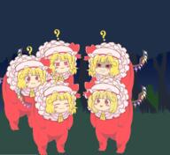 dino embodiment_of_scarlet_devil eyes_closed flandre_scarlet hybrid rumia // 3000x2755 // 456.2KB