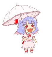 embodiment_of_scarlet_devil fang full_bodied remilia_scarlet umbrella wholesome // 1281x1396 // 64.7KB