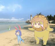 beach dino kochiya_sanae legacy_of_lunatic_kingdom mountain_of_faith real_life ringo seiran // 842x699 // 159.0KB