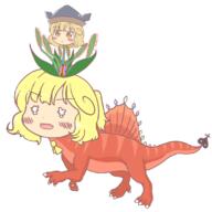 alternate_headwear crying dino embodiment_of_scarlet_devil flandre_scarlet mini_gyate plant // 1100x1100 // 186.1KB