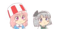 alternate_headwear breasts bucket food funny kfc konpaku_youmu perfect_cherry_blossom saigyouji_yuyuko ten_desires // 1626x784 // 50.8KB