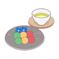 dango drink flower food green_tea plate tea // 800x800 // 14.5KB