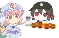 bartering burger capitalism cheeseburger drink employment food full_bodied fumo hakurei_reimu happy irasutoya komeiji_koishi perfect_cherry_blossom saigyouji_yuyuko subterranean_animism ten_desires wholesome yen // 1944x1263 // 1.0MB