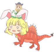 alternate_headwear baby crying dino embodiment_of_scarlet_devil flandre_scarlet hidden_star_in_four_seasons matara_okina mini_gyate plant sad // 1200x1100 // 166.2KB