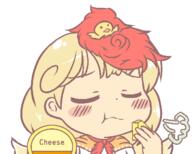 cheese chicken eating eyes_closed food niwatari_kutaka wily_beast_and_weakest_creature // 670x537 // 29.6KB
