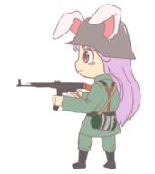 alternate_headwear alternate_outfit badass boots full_bodied gun helmet imperishable_night reisen_udongein_inaba side_facing soldier stg_44 uniform weapon // 600x673 // 114.9KB